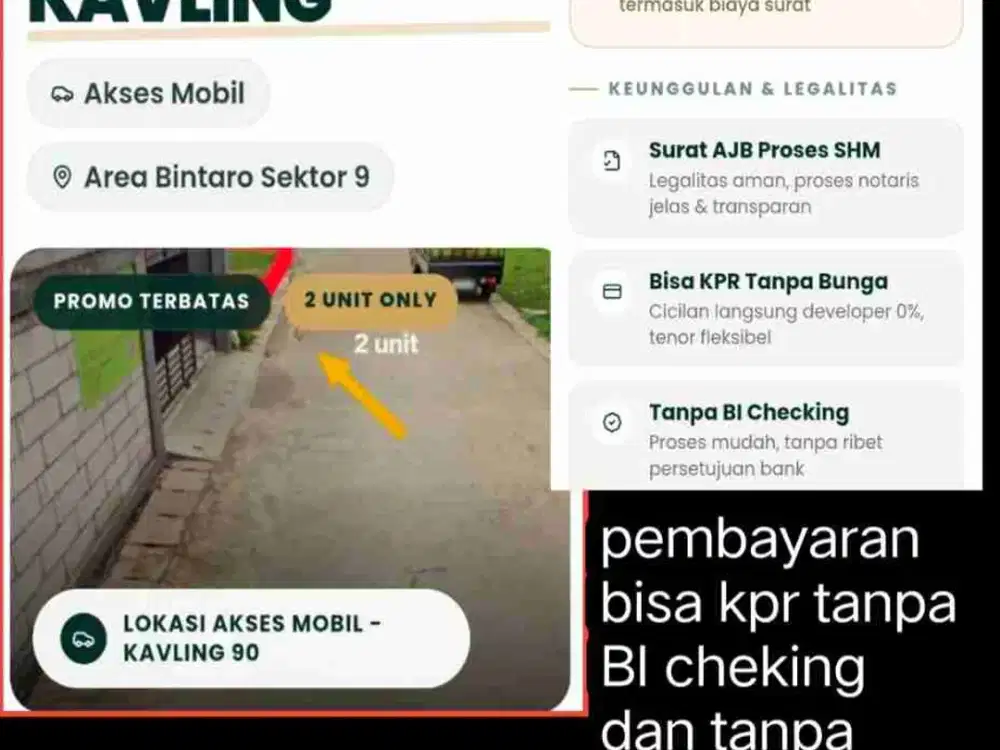 kavling dijual dibawah harga pasaran
