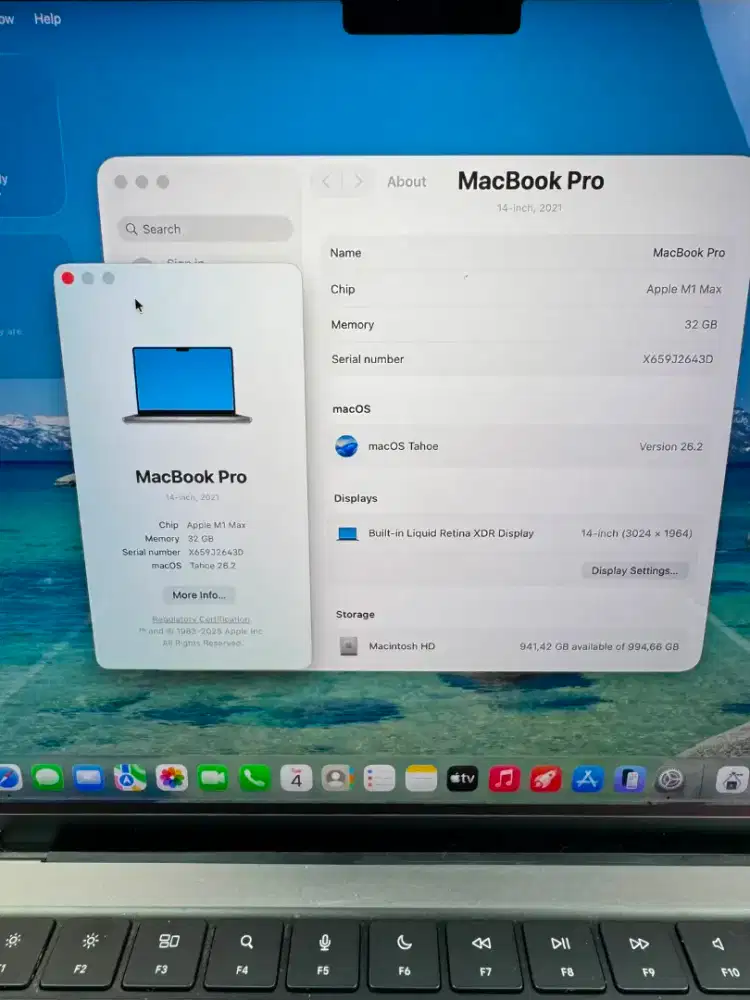 Macbook M1 Pro Max 14 inch Ram 32 Ssd 1 Tb Layar 14 inch Space Grey
