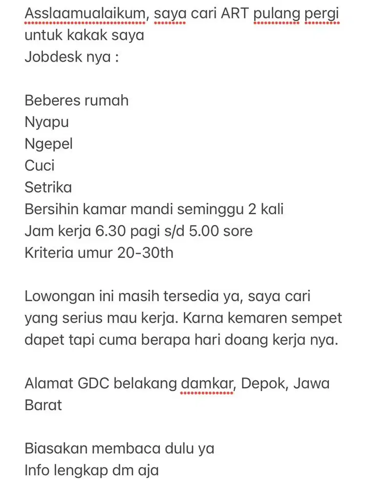 LOWONGAN ART PULANG PERGI