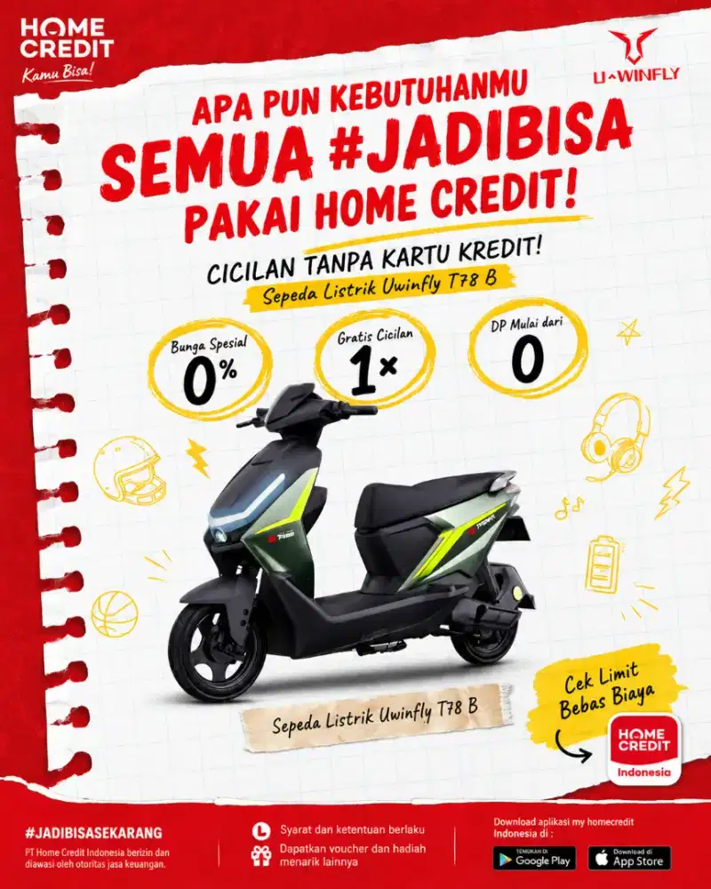 PROMO KREDIT SEPEDA LISTRIK UWINFLY T78 B TERMURAH SEKOTA PALEMBANG