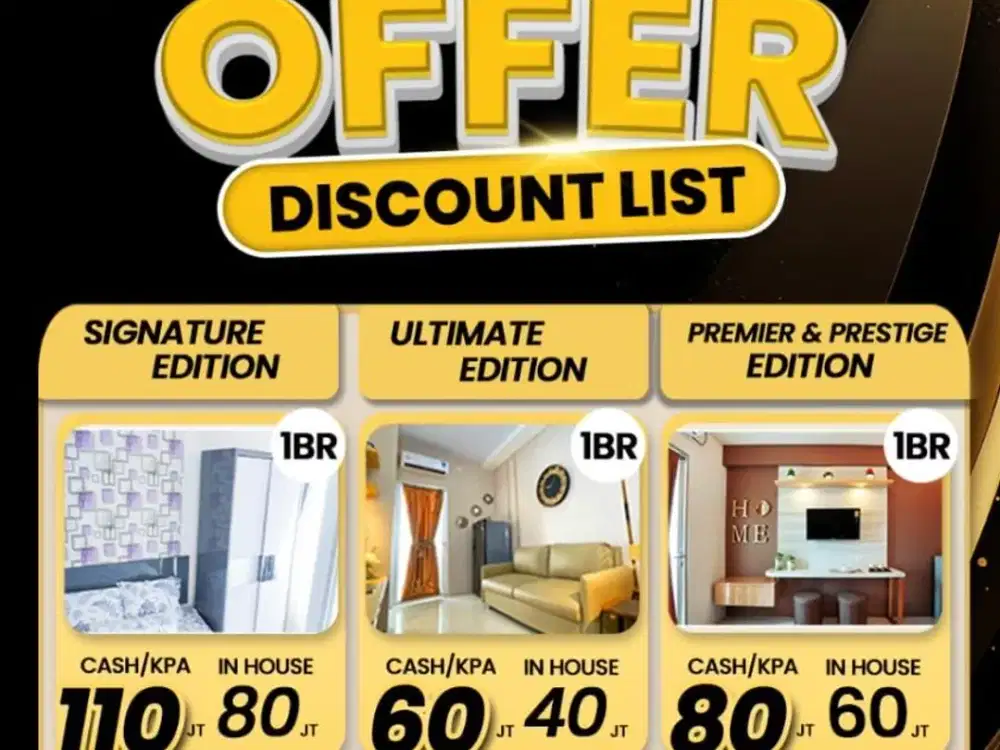 MURAH Apartemen Gunawangsa Tidar 1 / 2 BR Full Furnish Tengah Kota
