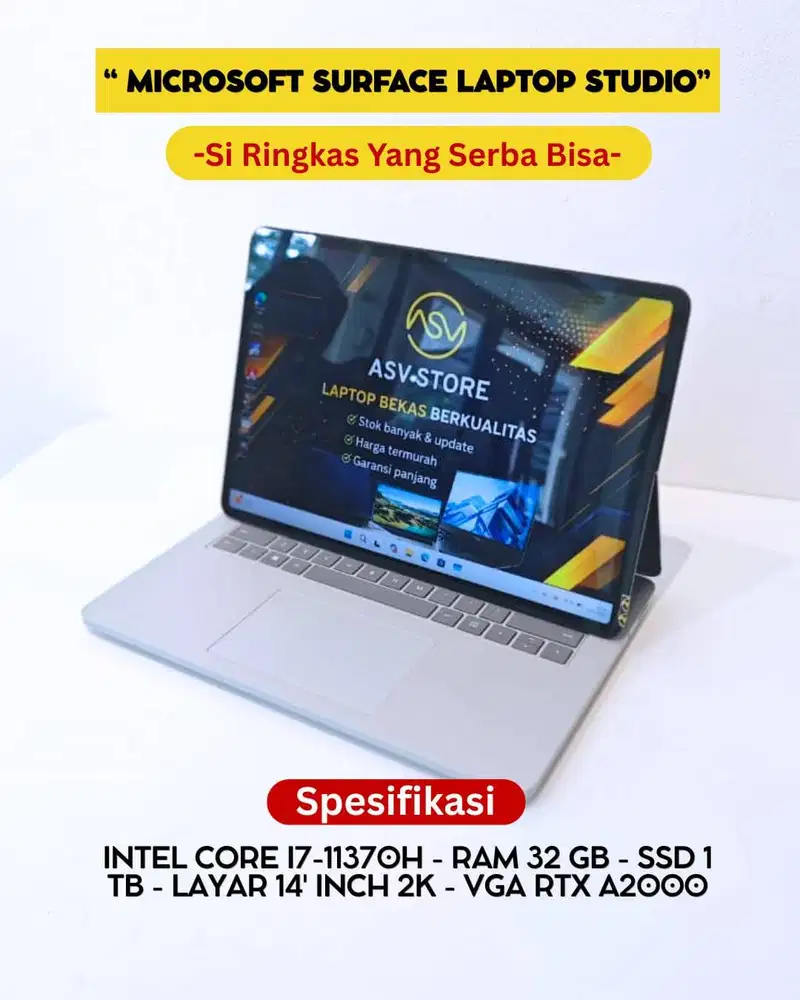 SURFACE LAPTOP STUDIO I7 11370H RAM 32GB SSD 1TB NVIDIA RTX A2000 ORI
