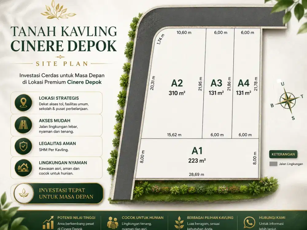Kavling Tanah Dekat Mall Cinere Dalam Perumahan, SHM Sudah Pecah