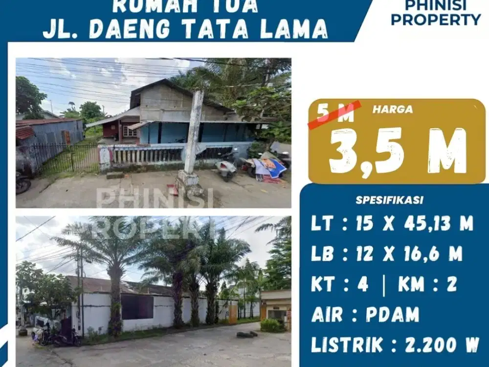 Dijual Rumah Tua Hitung Tanah – Lokasi Strategis Jl. Daeng Tata Lama, Makassar
