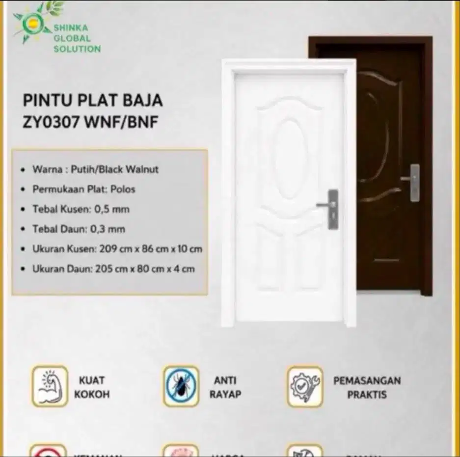 Shinka Global Solution Pintu Plat Baja ZY0307 Putih Grade C