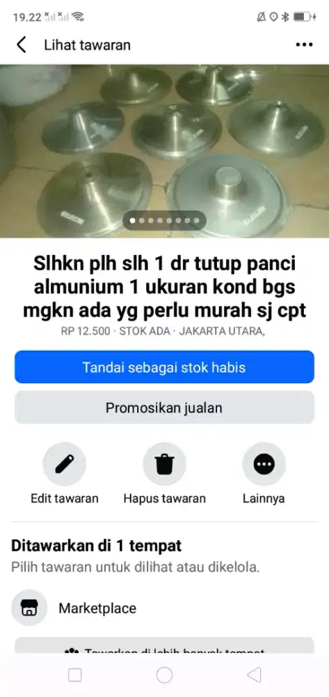 Slhkn plh slh 1 dr tutup panci almunium 1 ukuran kond bgs mgkn perlu