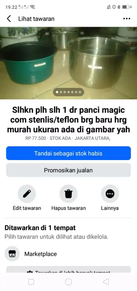 Slhkn plh slh 1 dr panci magic com stenlis/teflon brg baru hrg murah