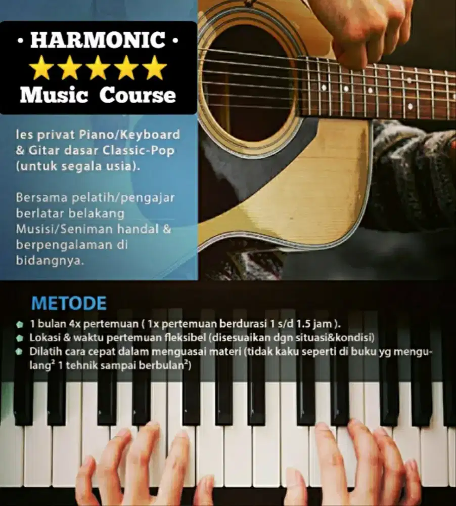 Les private Piano Guitar Keyboard Drum Gitar kursus musik guru kerumah