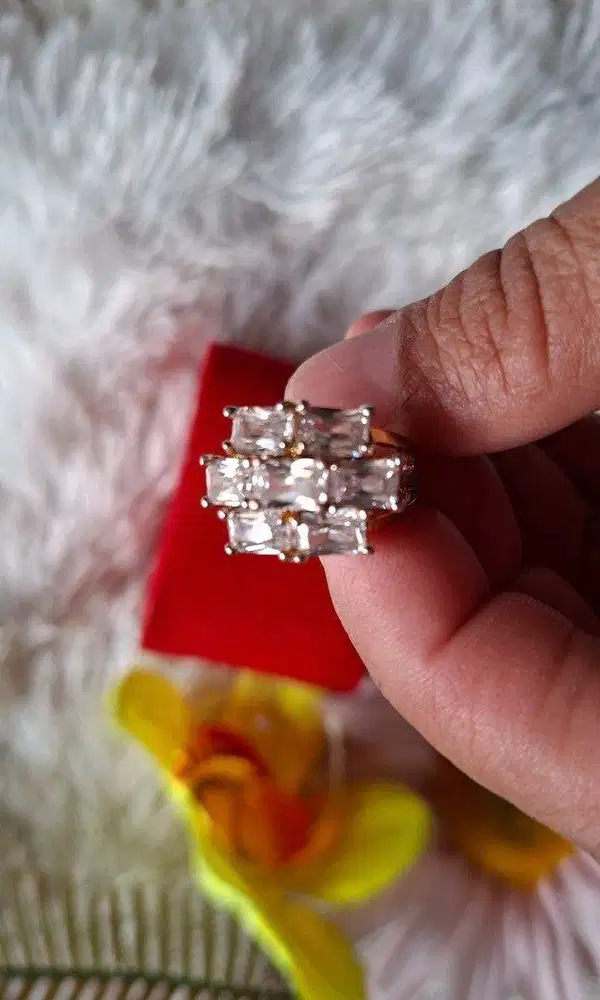 Cincin Pesta Cluster Marquise/Baguette (Preloved Fashion/Sterling Silv