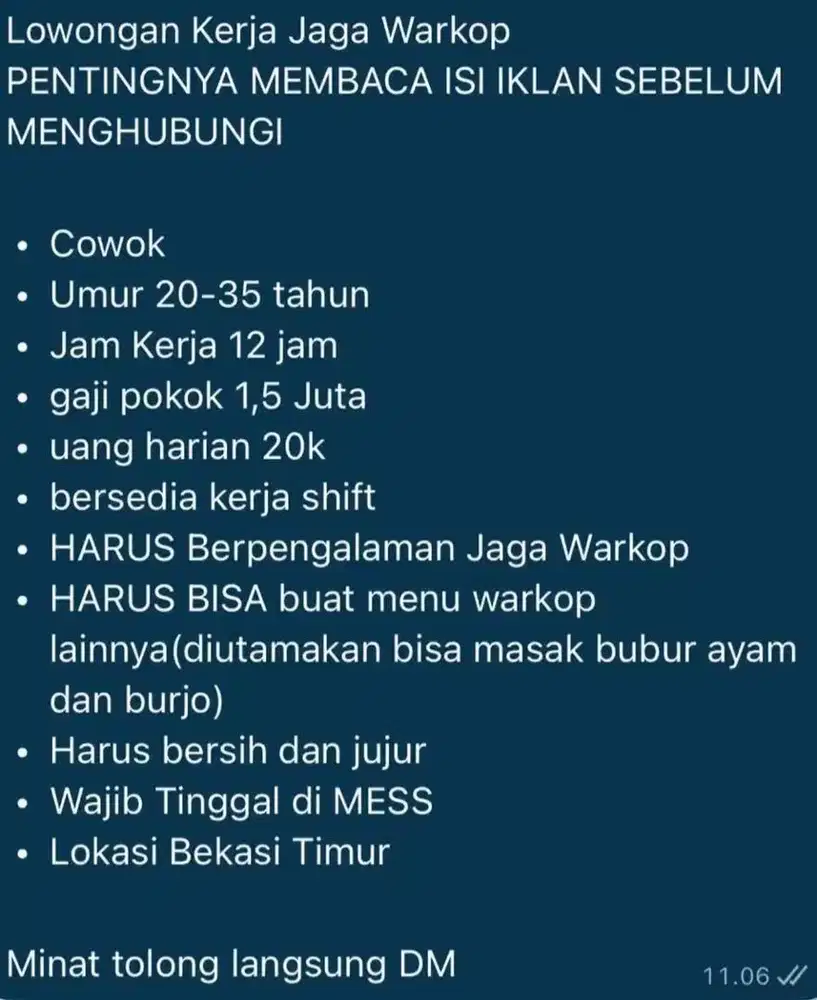 LOWONGAN PEKERJAAN JAGA WARKOP