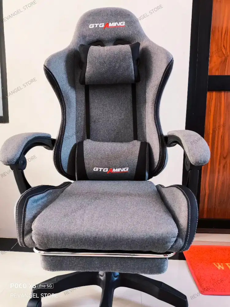 KURSI GAMING GTGAMING BAHAN KATUN & LINEN PREMIUM + FOOTREST