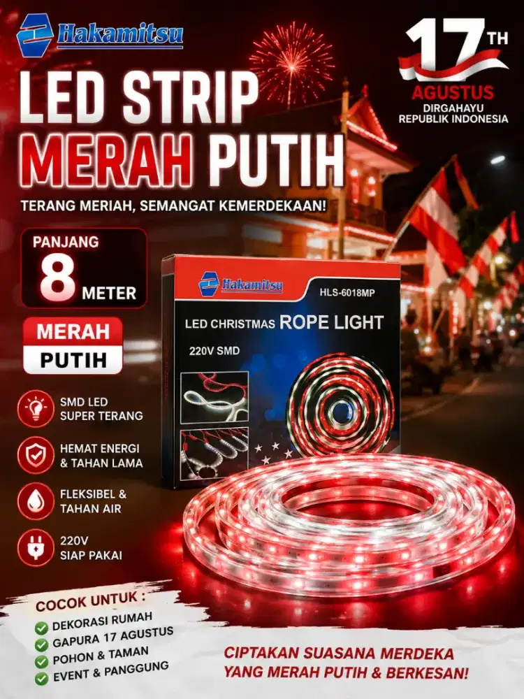 Lampu LED Strip Merah Putih Agustusan