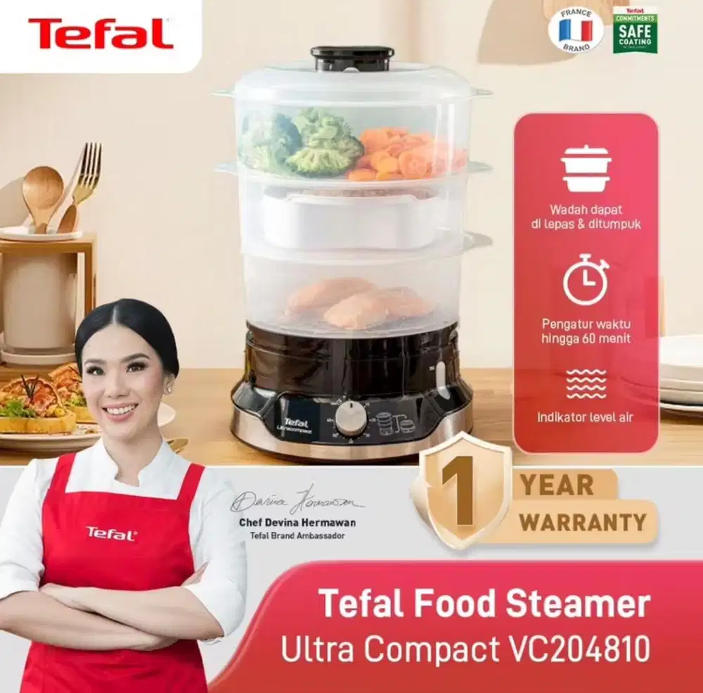 Pengukus Tefal food steamer ultra compact vc204810