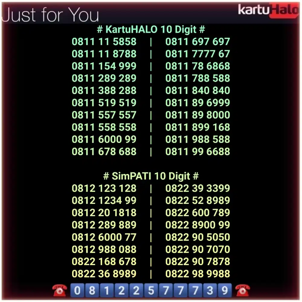 KARTU HALO 10 DIGIT - SIMPATI 10 DIGIT - NOMOR CANTIK BISA REQUEST