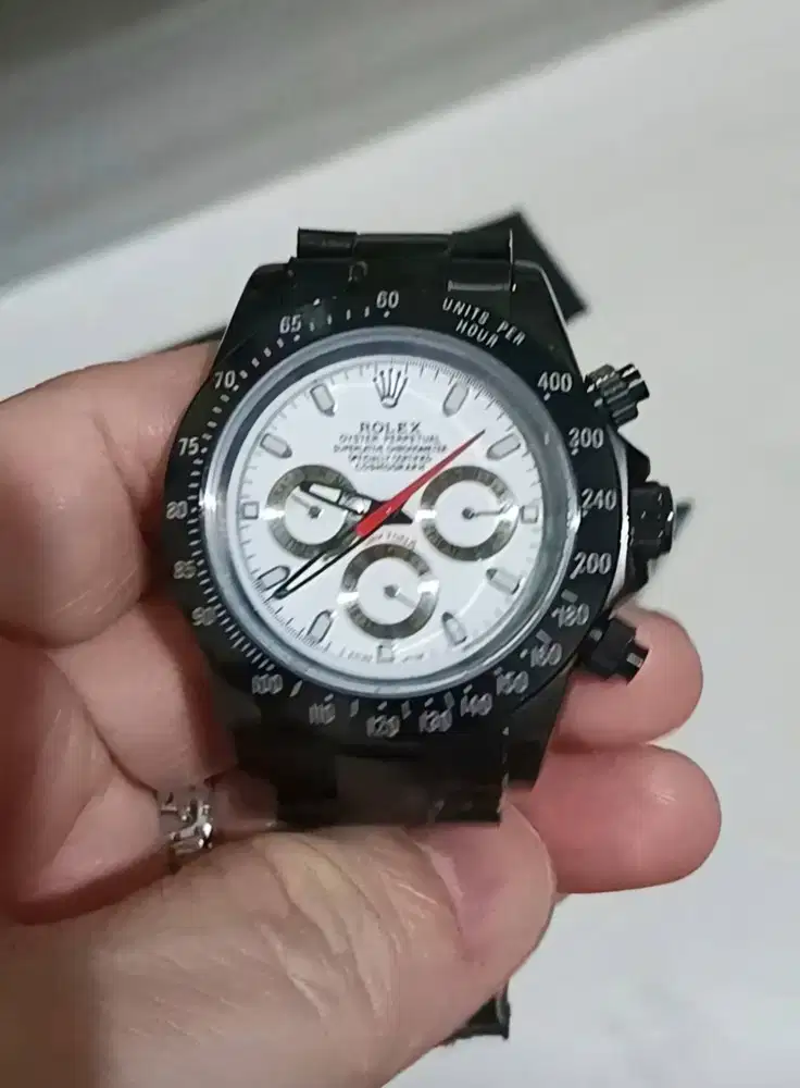 Jam seiken Rolex daytona black mesin batt normal stainless padat