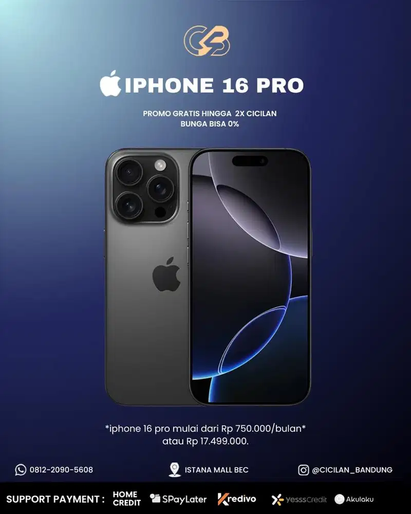 Cash Kredit Iphone 16 Pro promo handphone 0% gratis 1x cicilan