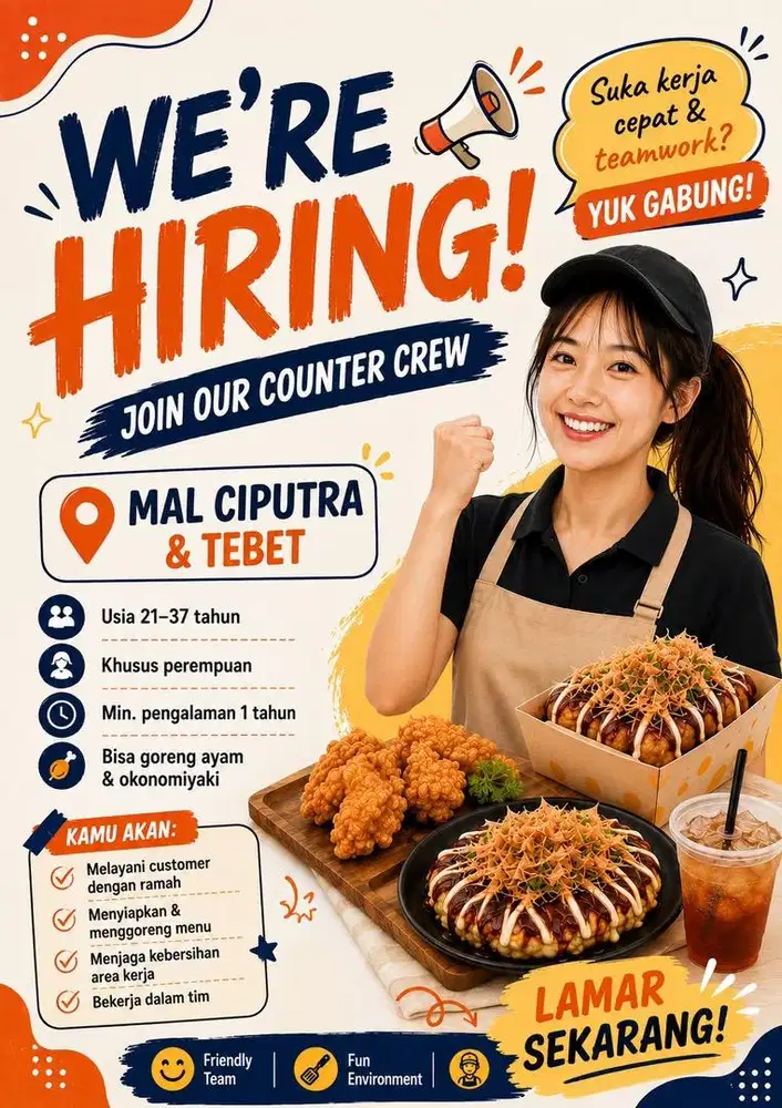 DICARI CREW MASAK MAKANAN JEPANG TAKOYAKI