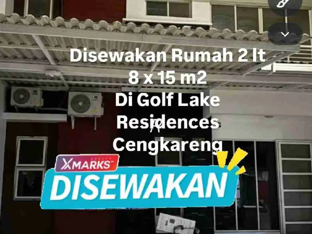 Disewakan Murah rumah 2 lt 8 x 15 m2 di Golf Lake residences ada kitchen set only unfurnished ada 2+1 kt 2+1 km Shm Tangerang, min sewa 2 tahun!! Survei!!