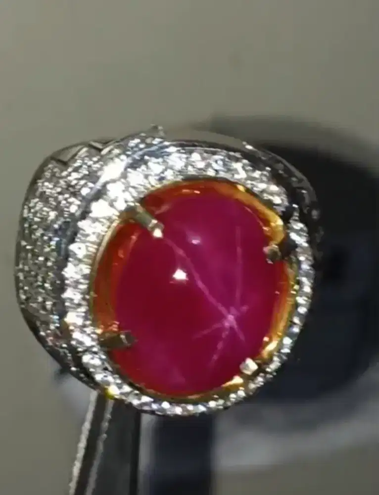 Rubby star Burma NH silver ring 6ct up