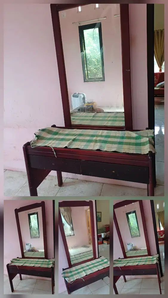 Meja Rias 2 Laci dengan Kaca