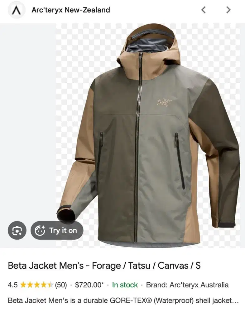 Jaket Arcteryx Beta size L original