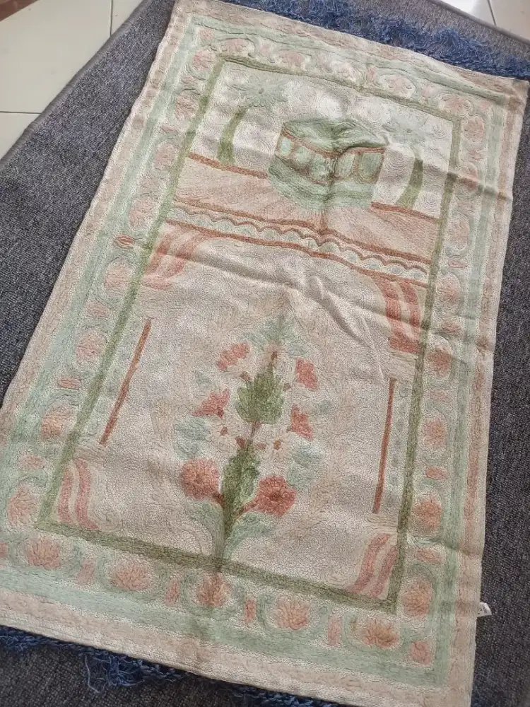 Sajadah vintage India sulam timbul bahan kain kanvas awet