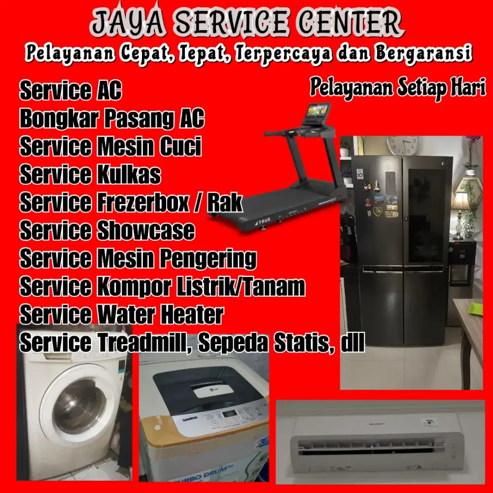 Service AC Mesin Cuci Frezer Bongkar Pasang AC Servis Kulkas Treadmill