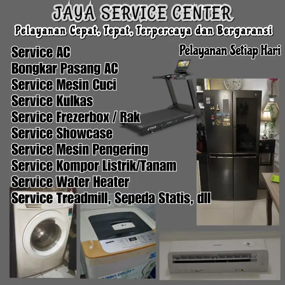 Service AC Kulkas Frezer Bongkar Pasang AC Servis Mesin Cuci Treadmill