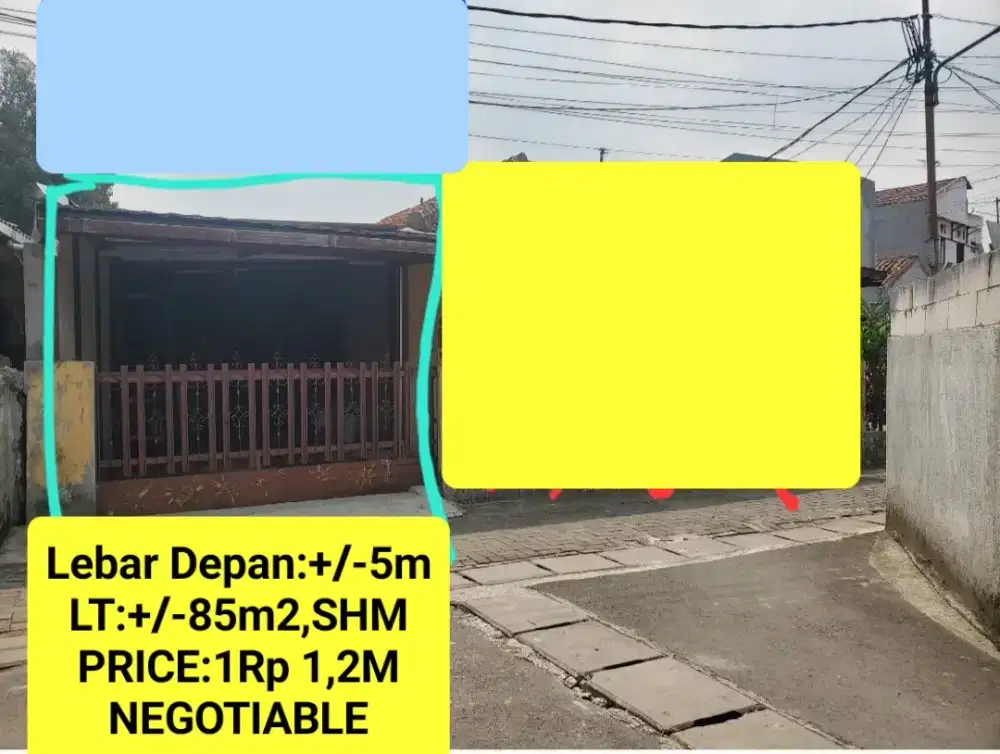 DIJUAL TANAH MURAH +/-85m2, BONUS 1 KAMAR