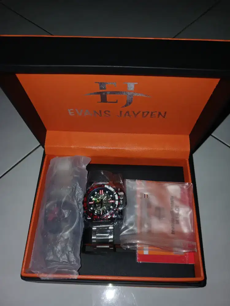 DIJUAL JAM TANGAN AUTOMATIC EVANS JAYDEN 9630 MERAH ORIGINAL