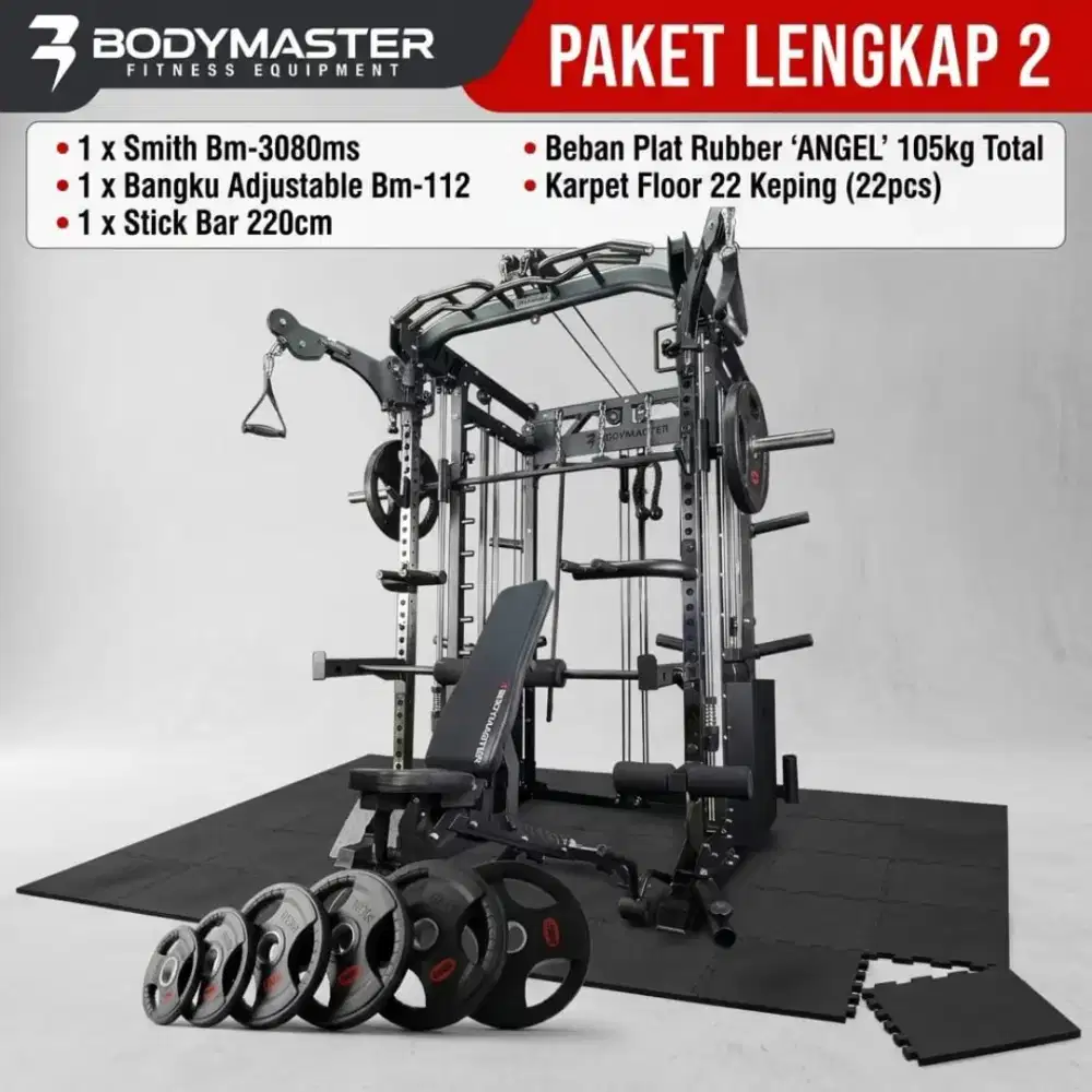 Smith machine Bodymaster BM-3080Ms alat fitnes multipungsi satu sett