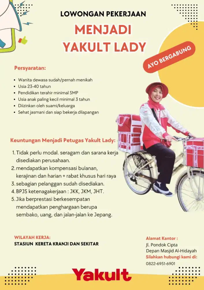 Lowongan pekerjaan menjadi Yakult lady