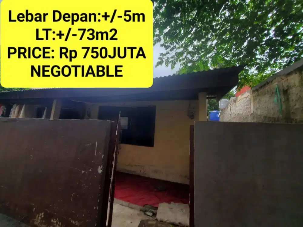 DIJUALRUMAHMURAH,LT+/-73m2,LB:+/-45m2/SHM, TANJUNG BARAT.