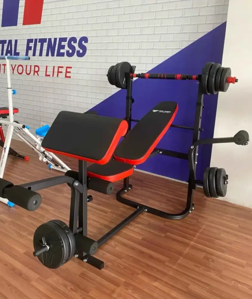 ALAT FITNESS BENCH PRESS PLUS DUMBELL SET PVC 30 KG