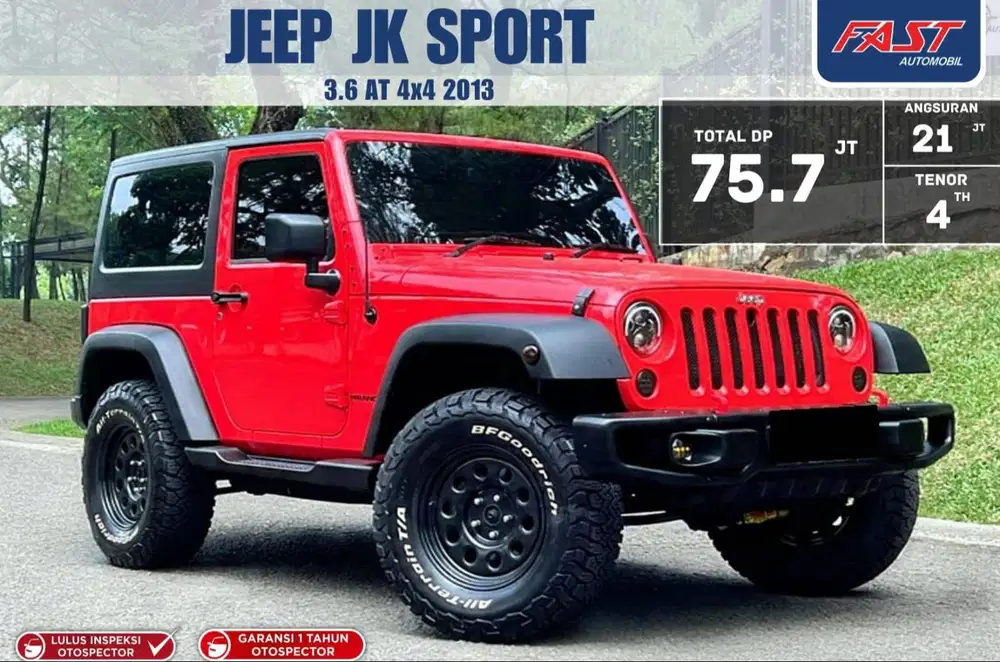 DP 75JT JEEP JK SPORT 2013 3.6 AT 4×4 LOW KM.46RB FULL AKSESORIS
