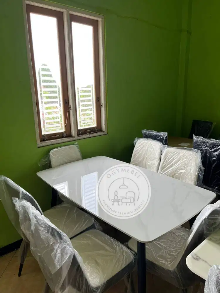 PROMO SET MEJA MAKAN MARMER 6 KURSI MINIMALIS GRATIS ANTAR TERMURAH