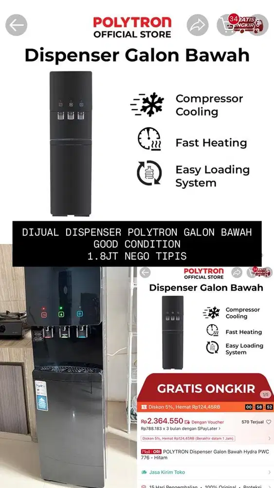 Dispenser Polytron Galon Bawah