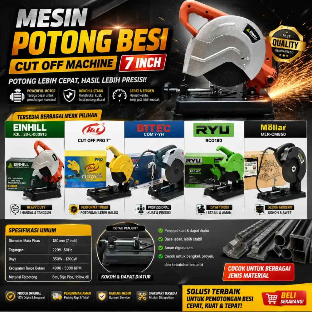 Mesin Potong Besi Cut Off Kating Cuting Whel 7 Inch HNL RYU BITEC NRT