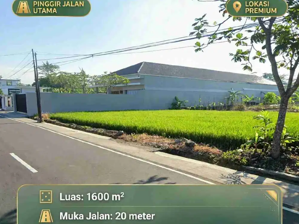 Dijual Tanah Strategis 1600m² Pinggir Jl Palagan KM 11 - Depan The Villas Damai Putra - Muka Jalan 20 Meter SHM