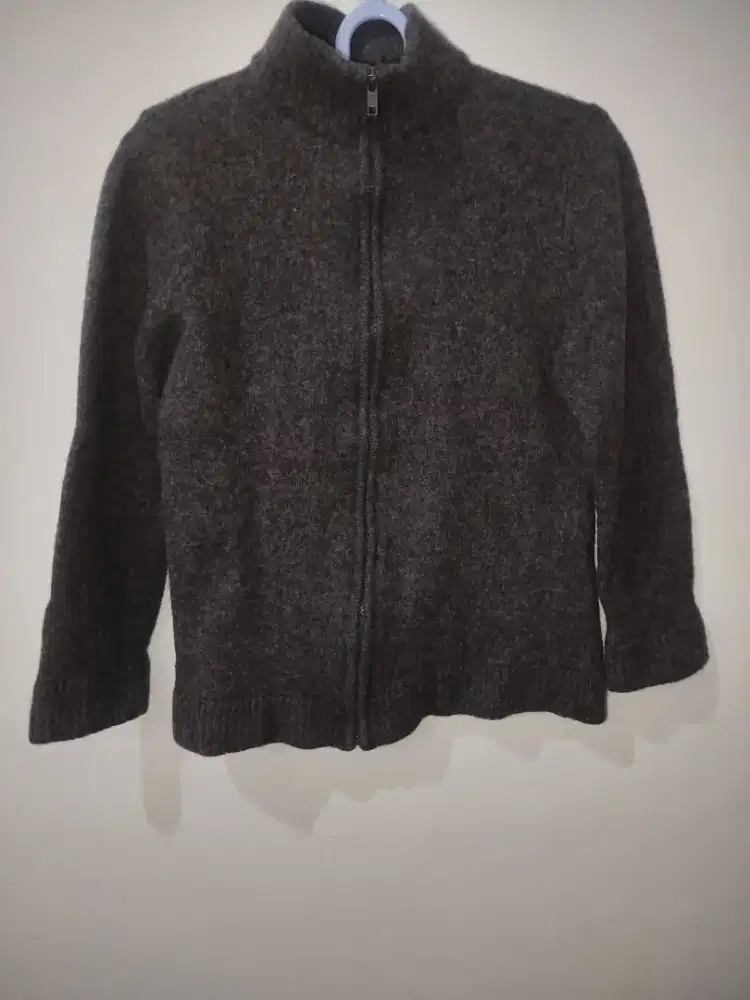 Jaket wool abu tua anak
