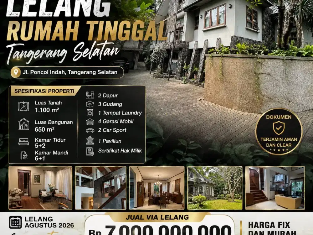 JUAL VIA LELANG RUMAH TINGGAL TANGERANG SELATAN