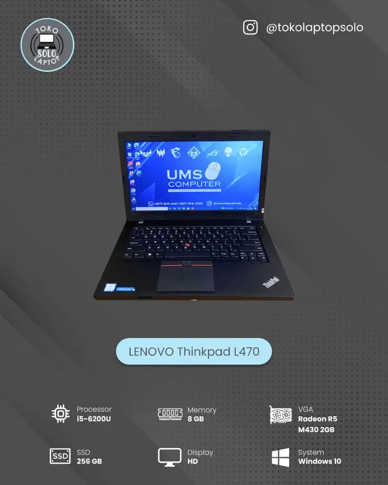 LENOVO THINKPAD L470 CORE I5 6200U Ram 8GB SSD 256GB