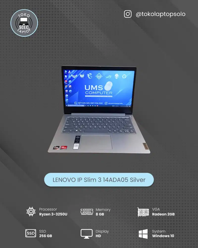 LENOVO IP SLIM 3 14ADA05 RYZEN 3 3250U Ram 8GB SSD 256GB
