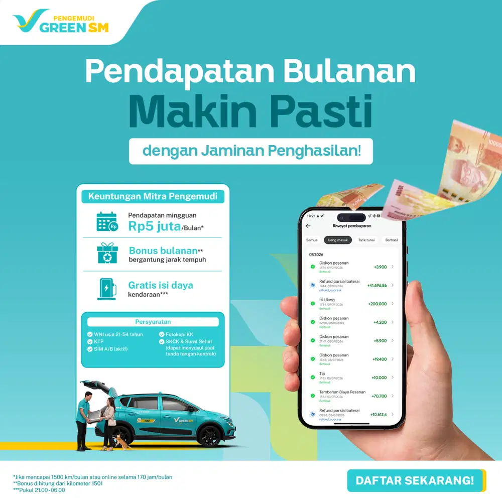 Lowongan Kerja Driver Taxi Listrik Green SM Jabodetabek