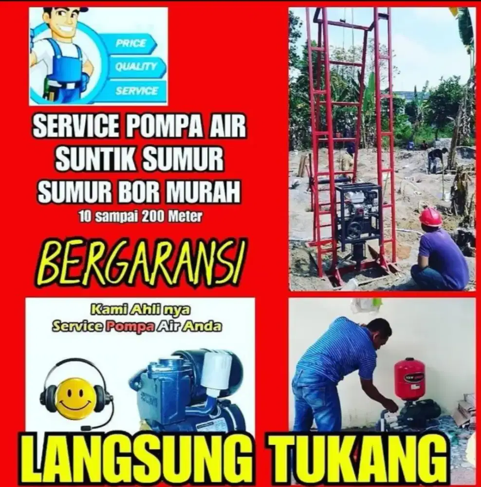 Servis service pompa air, sumur bor suntik gali,kuras sumur,Jogja bor