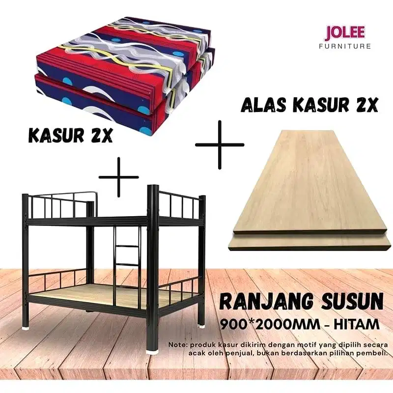 Jual Set Ranjang  Besi Tempat Tidur Bertingkat + Kasur Busa