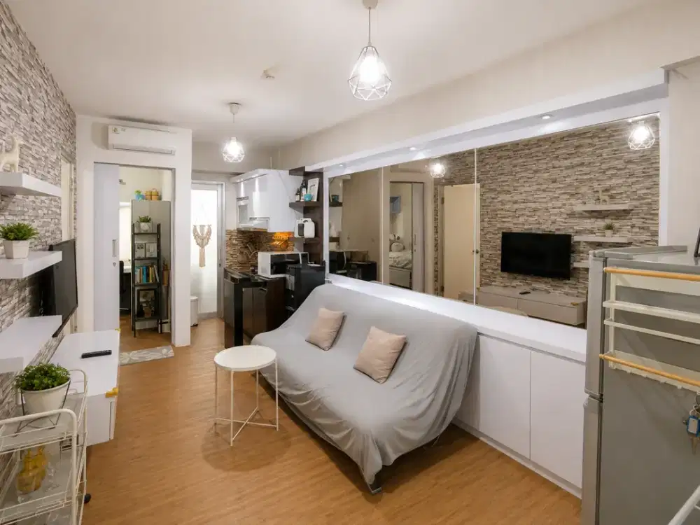 Disewakan Apartemen Green Bay Pluit Bayview 2BR – Modern Scandinavian Industrial, Dekat Baywalk Mall & Bandara Soekarno-Hatta