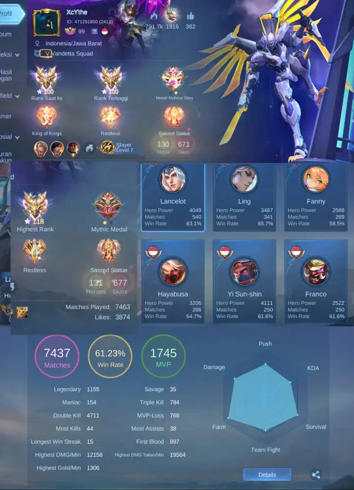 Akun mlbb kolektor sultan