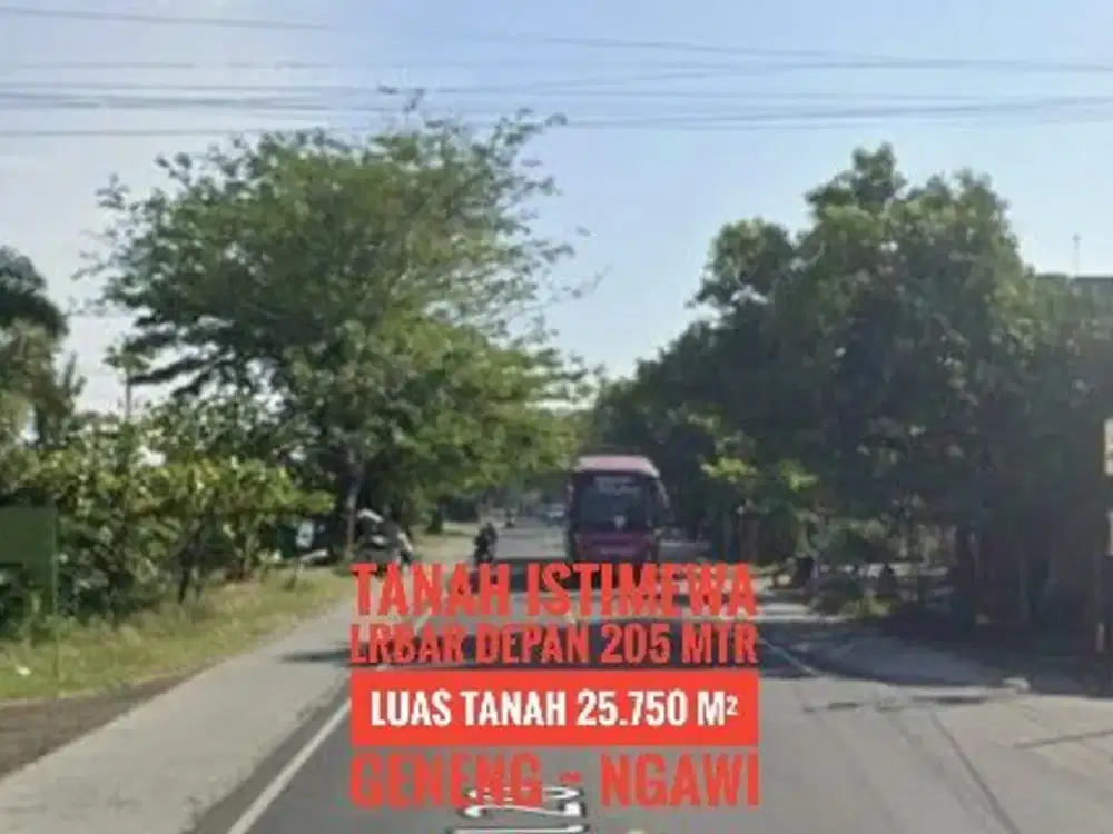 (Ba) Tanah Pekarangan LD 205 mtr, NOL Jl Raya Propinsi Madiun-NGAWI Cantik