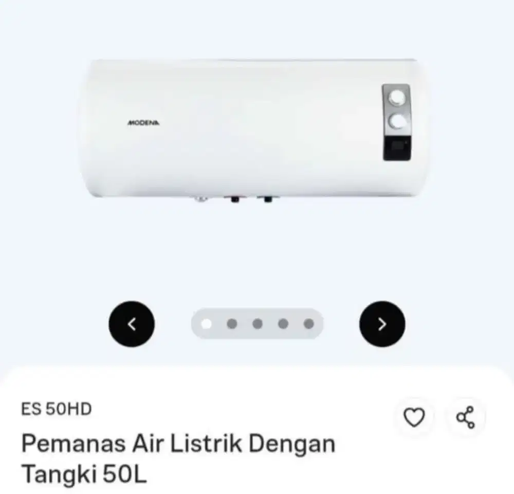Water Heater Modena listrik,ES50 HD,gress baru,jual krn kelebihan beli